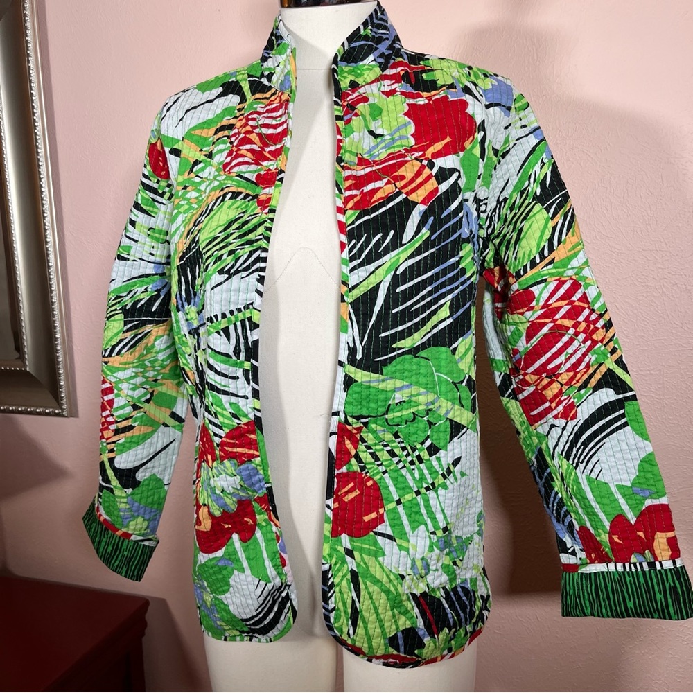 Vintage retro 1980’s Handmade Quilted Cottagecore Hawaiian Open front Jacket